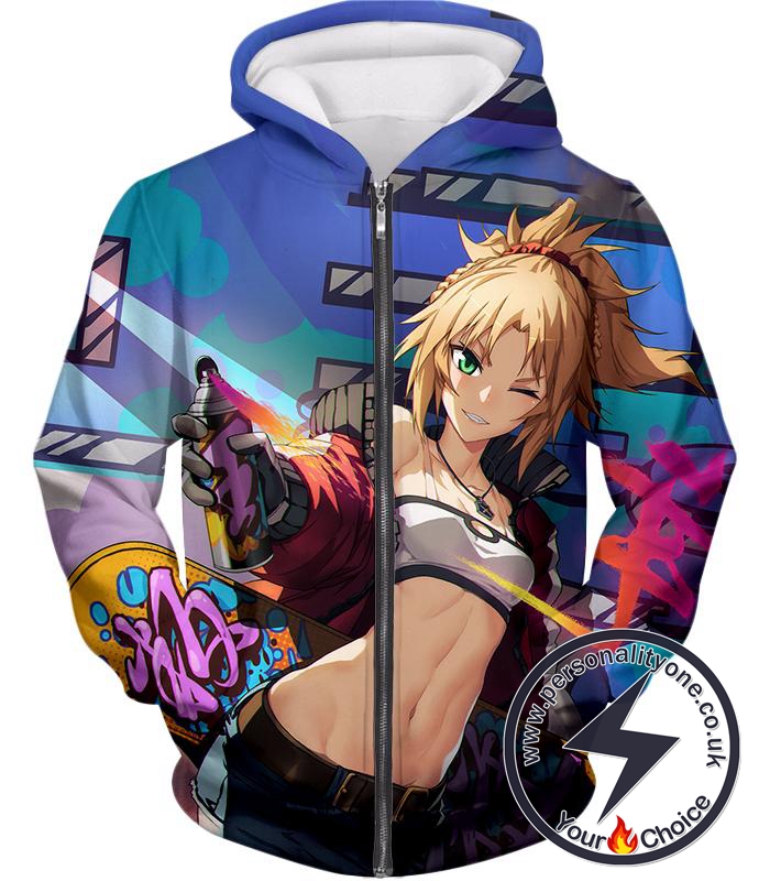 Fate Stay Night Fate Hot Female Saber Modern Theme Promo Zip Up Hoodie